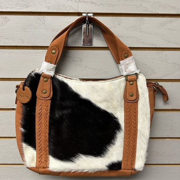 Myra Bag Brown and Black Cowhide Shoulder Bag - Picture 3 of 5